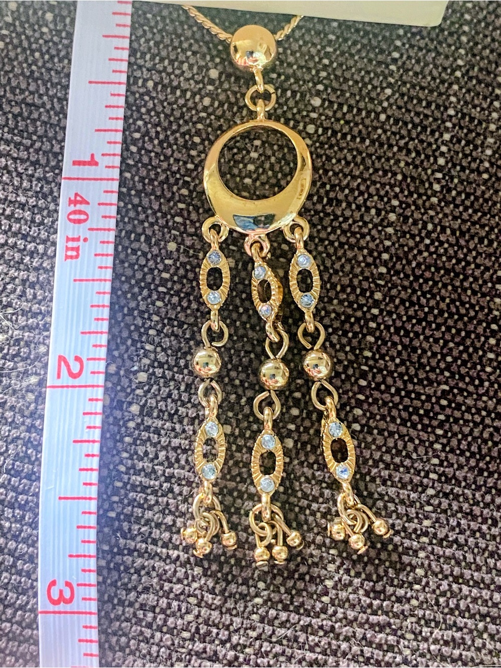 Monet Gold Toned 18” Chandelier Crystal Necklace & Matching Dangle Earrings Set - Picture 5 of 6